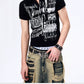 Gothic Grunge Distressed Print Slim Poloshirt gm16425