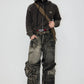 washed zip belt denim pants gm16017