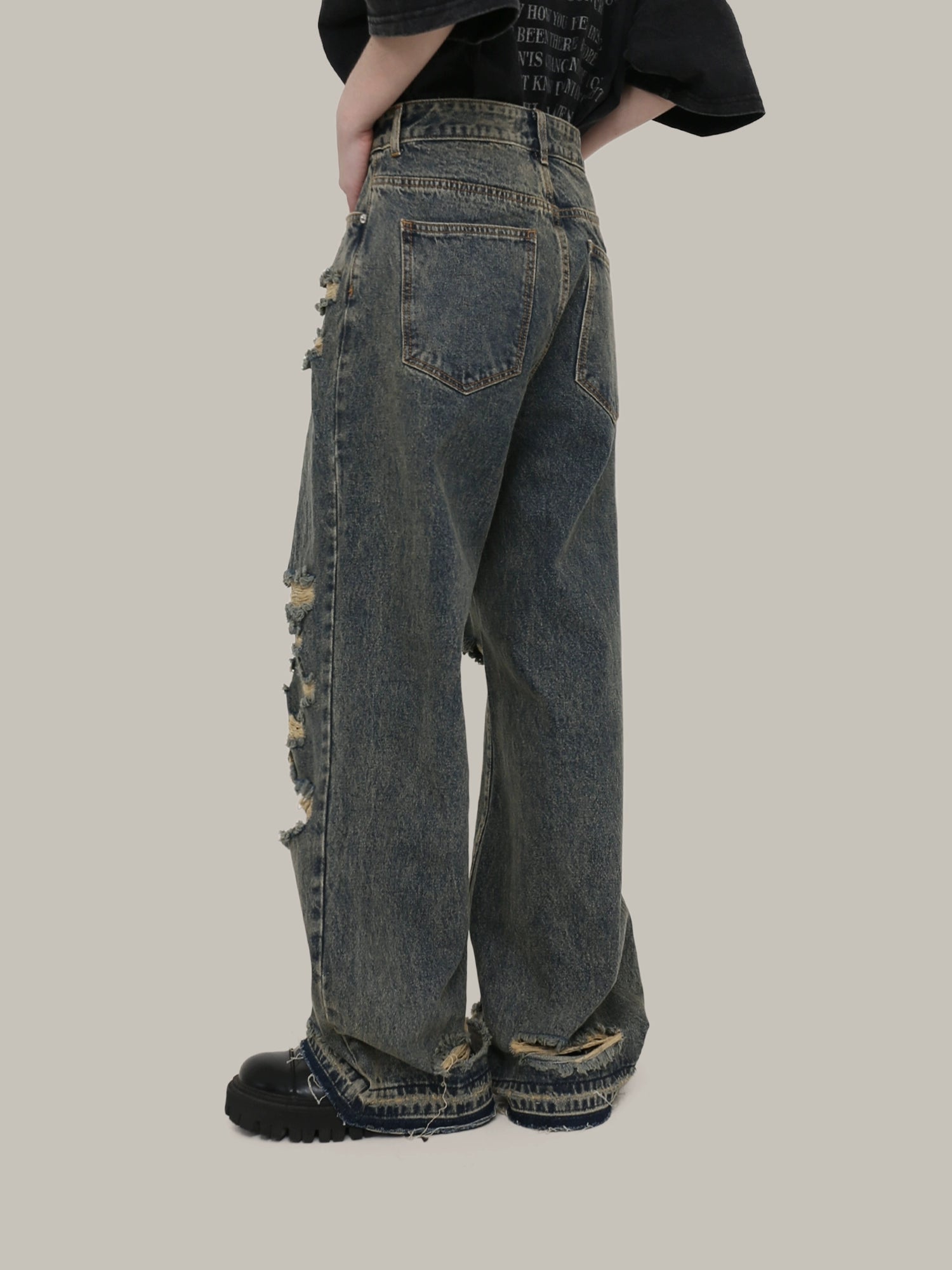 straight ripped beggar denim gm15293