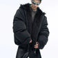 fur collar spliced hooded  jacket gm16180