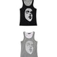 Grunge Face Print Contrast-Trim Tanktop gm16430