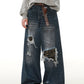 street patched hole camouflage denim gm16358