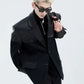 splicing design leather denim gm15404