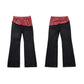 Crimson Leather Waist Flared Denimpants gm16427