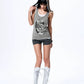 Grunge Face Print Contrast-Trim Tanktop gm16430