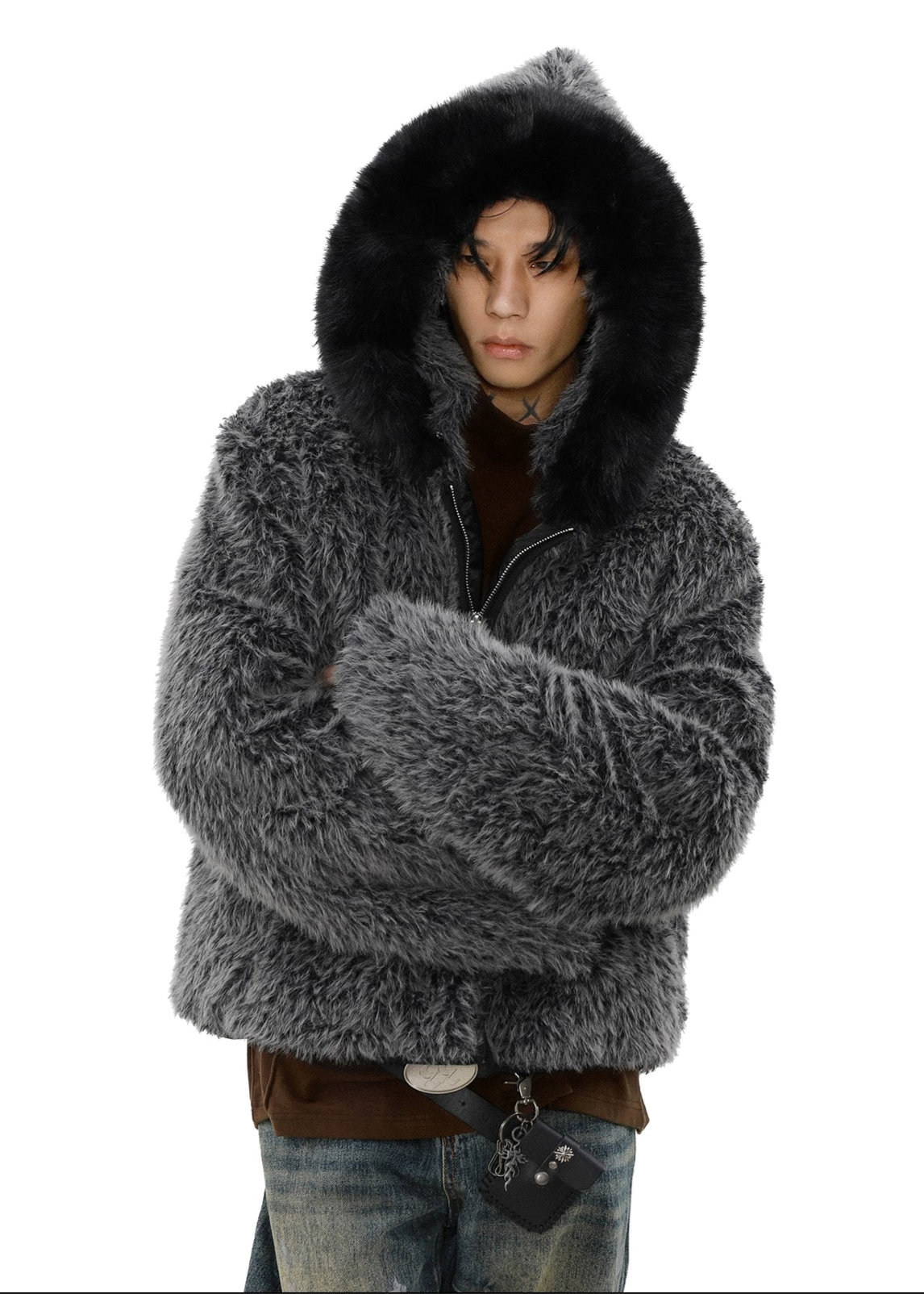 trend gray fur jacket gm16366