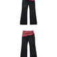 Crimson Leather Waist Flared Denimpants gm16427