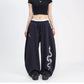 Snake Rhinestone Wide-Leg Sweatpants gm16623