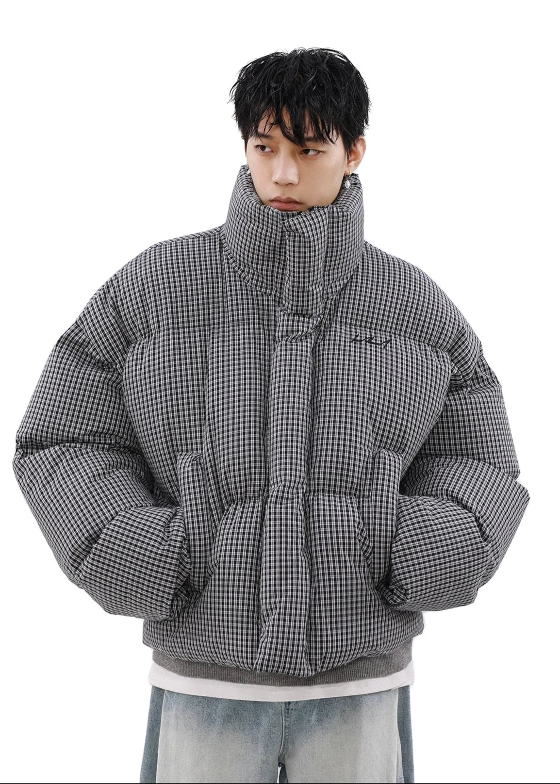 plaid bread down jacket gm16168