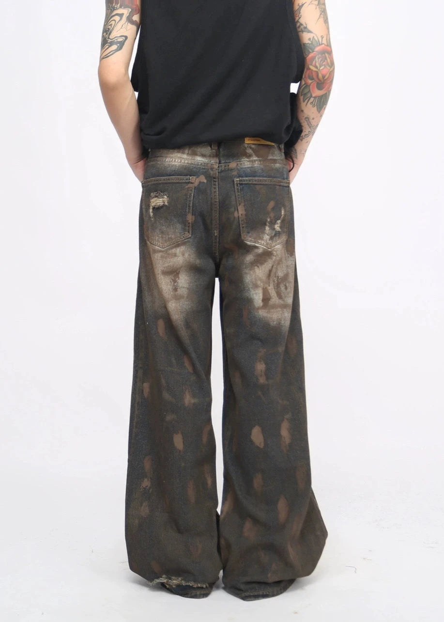 dirty ripped denim pants gm15841