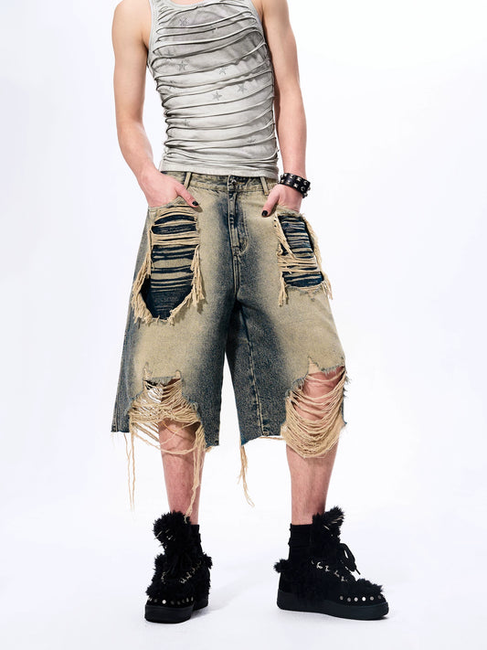 Vintage Damage Denim Half Pants gm16426