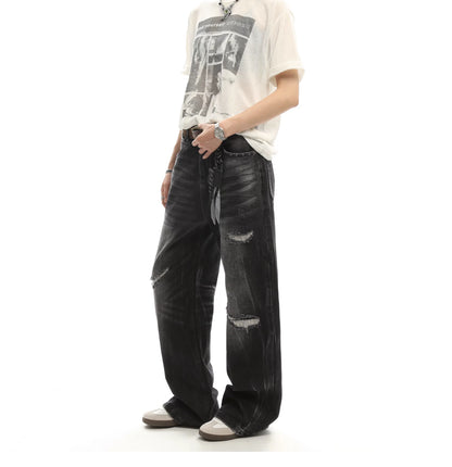 Distressed Faded Wide Leg Denim gm16620