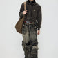 washed zip belt denim pants gm16017