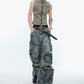 Distressed multi-pocket design denim gm15302