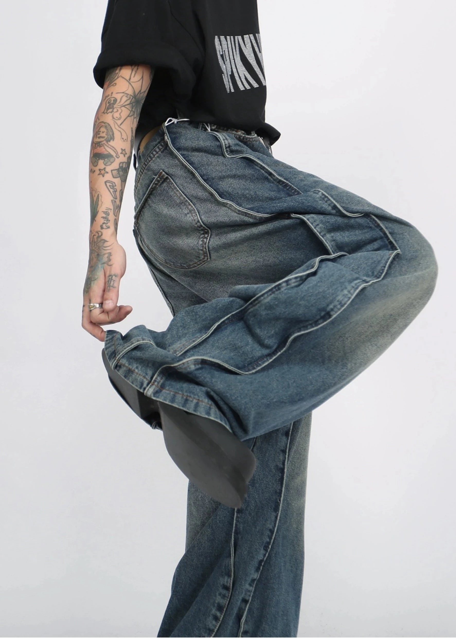 wide crotch denim pants gm15842