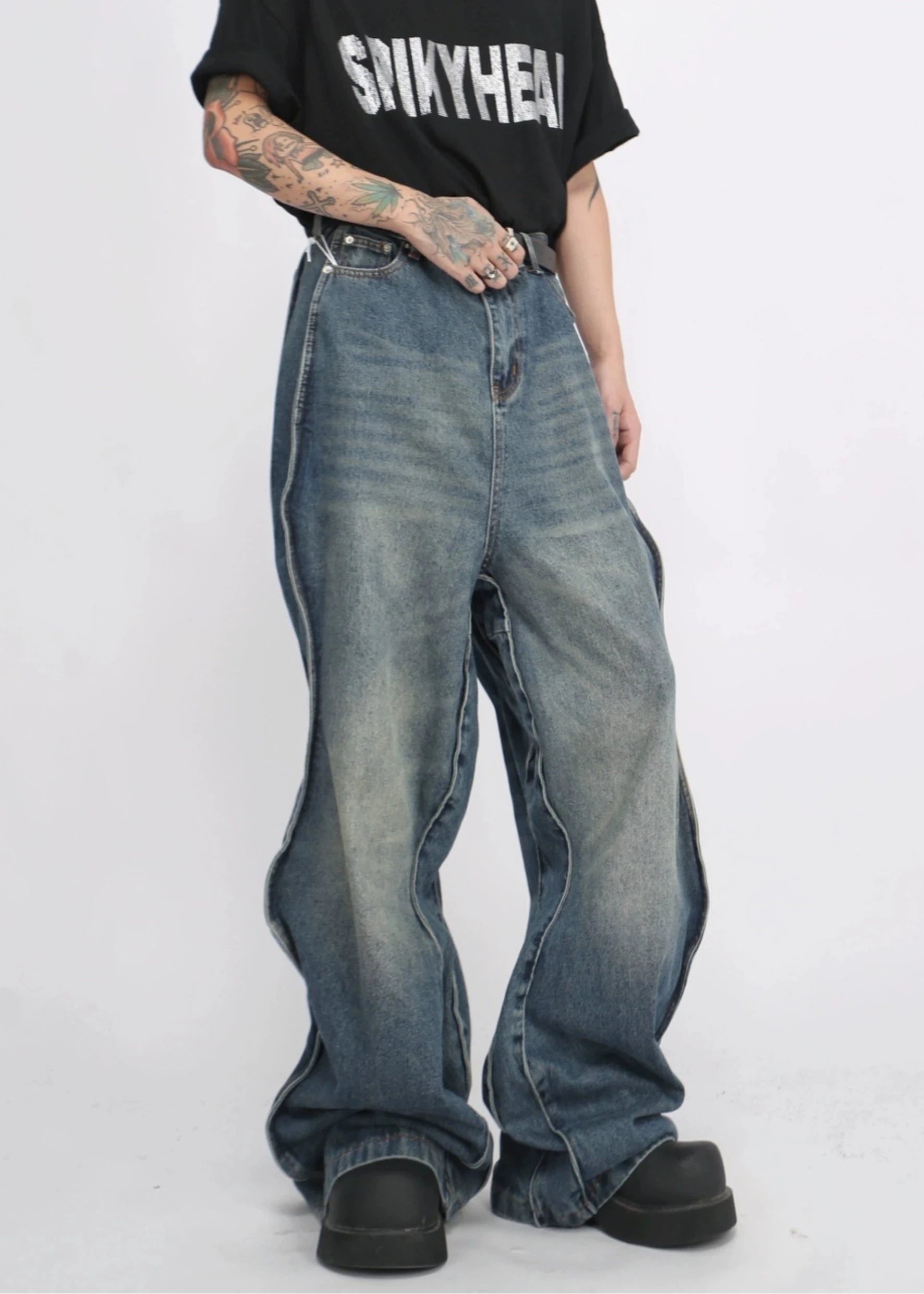 wide crotch denim pants gm15842