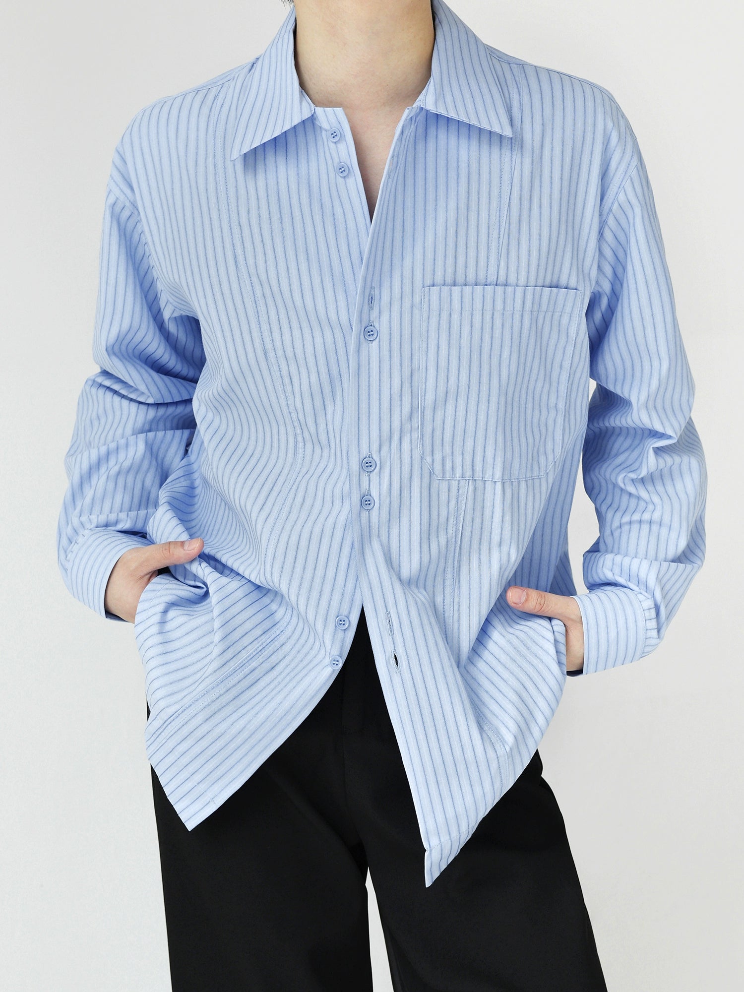 button neck stripe shirt gm15794