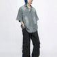 retro washed denim short-sleeved shirt gm15340
