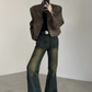 yellow flared denim pants gm16319