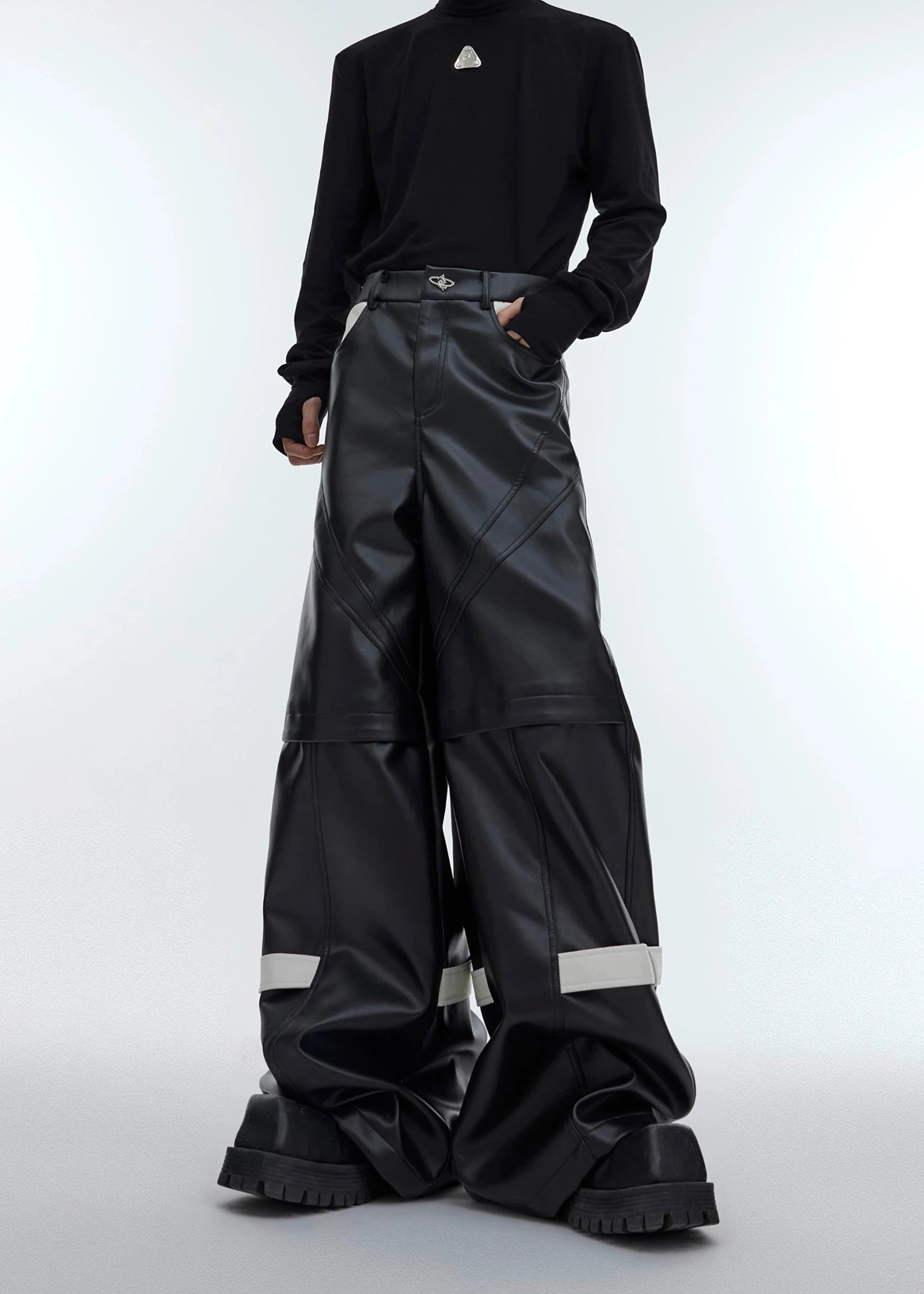 white line leather pants gm15987