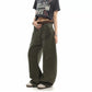 Washed Script Embroidery Wide Leg Cargo Pants gm16618