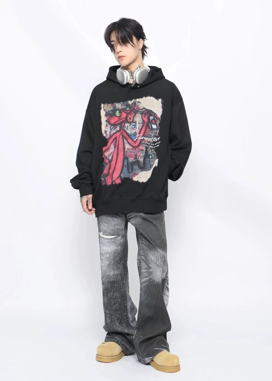 cartoon graffiti print hoodie gm16130