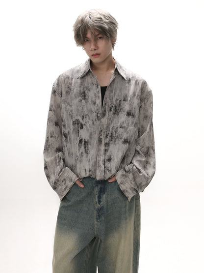 Retro tie-dyed long-sleeved shirt gm15279