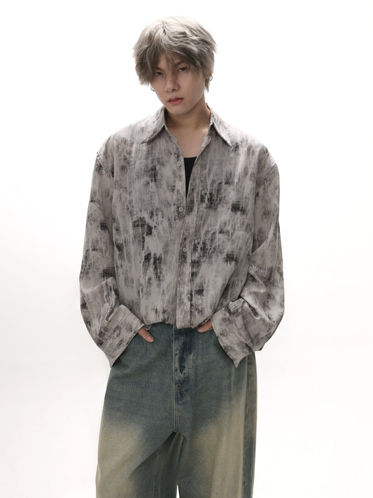 Retro tie-dyed long-sleeved shirt gm15279