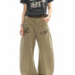 Washed Script Embroidery Wide Leg Cargo Pants gm16618