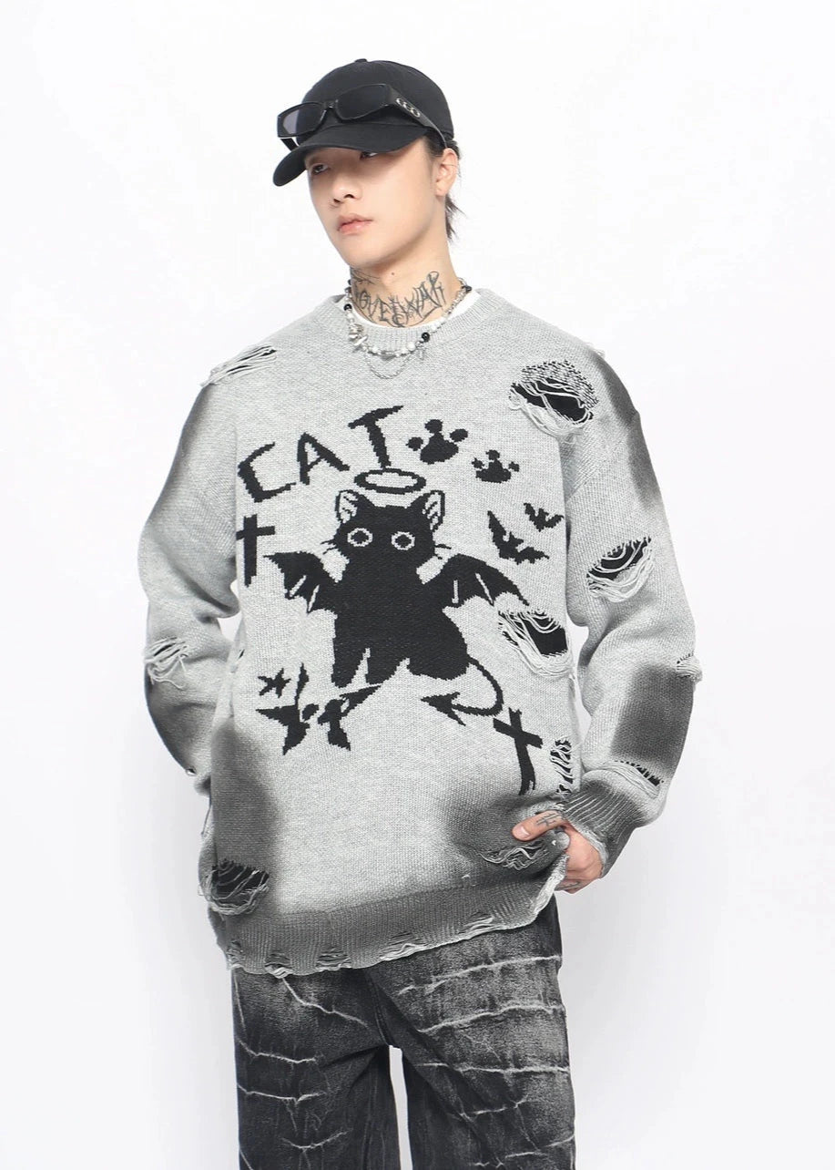 street devil cat hole sweater gm16127