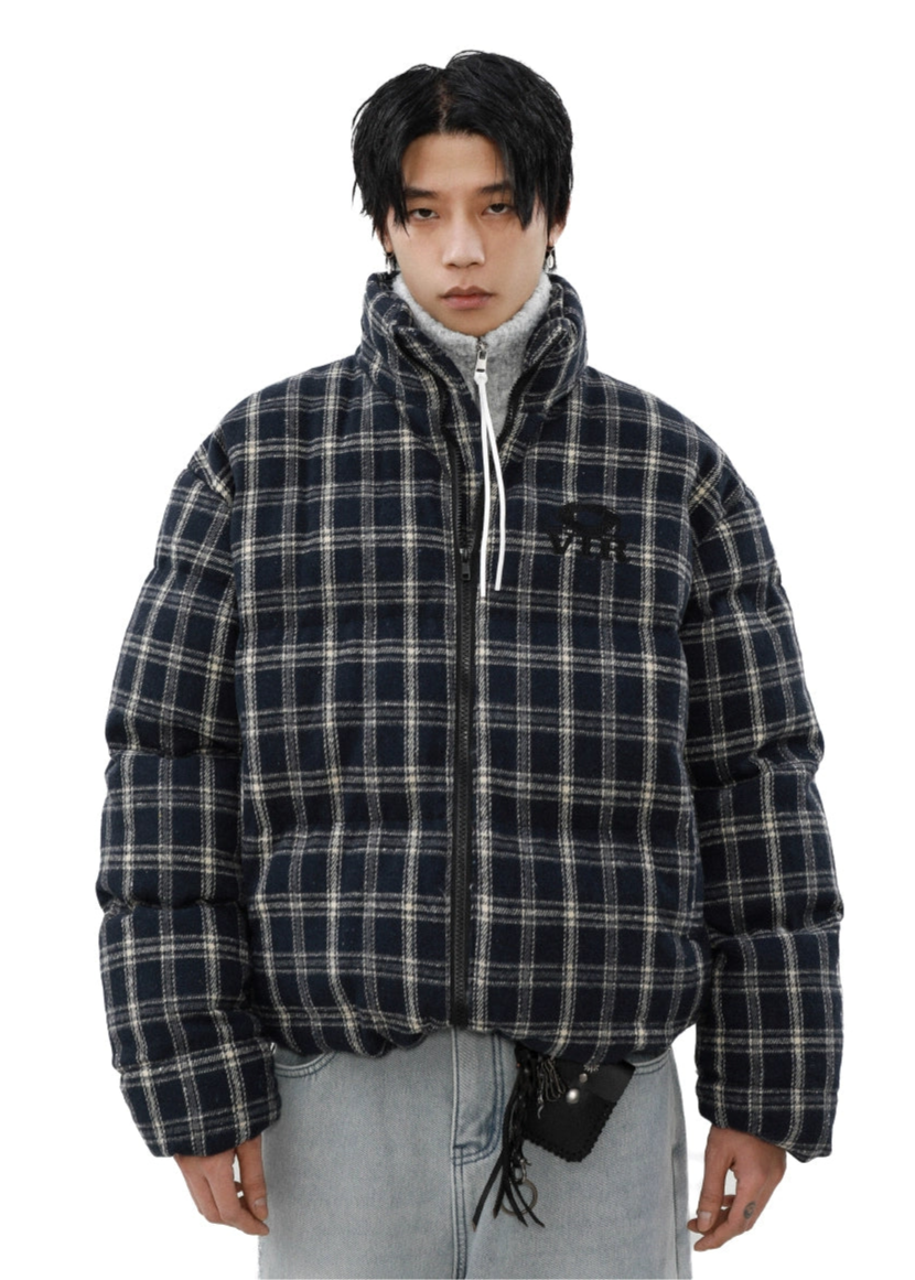 retro plaid  casual down jacket gm16367