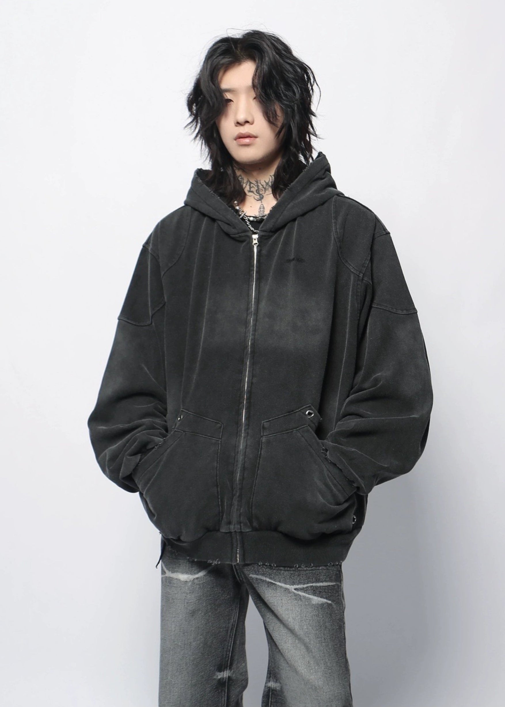 black washed hoodie gm16398