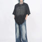 oversize back letter print T-shirt gm15323