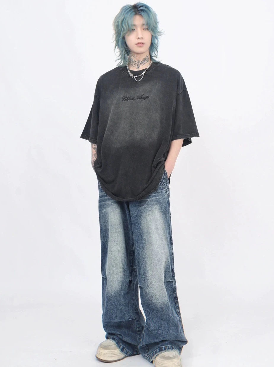 oversize back letter print T-shirt gm15323