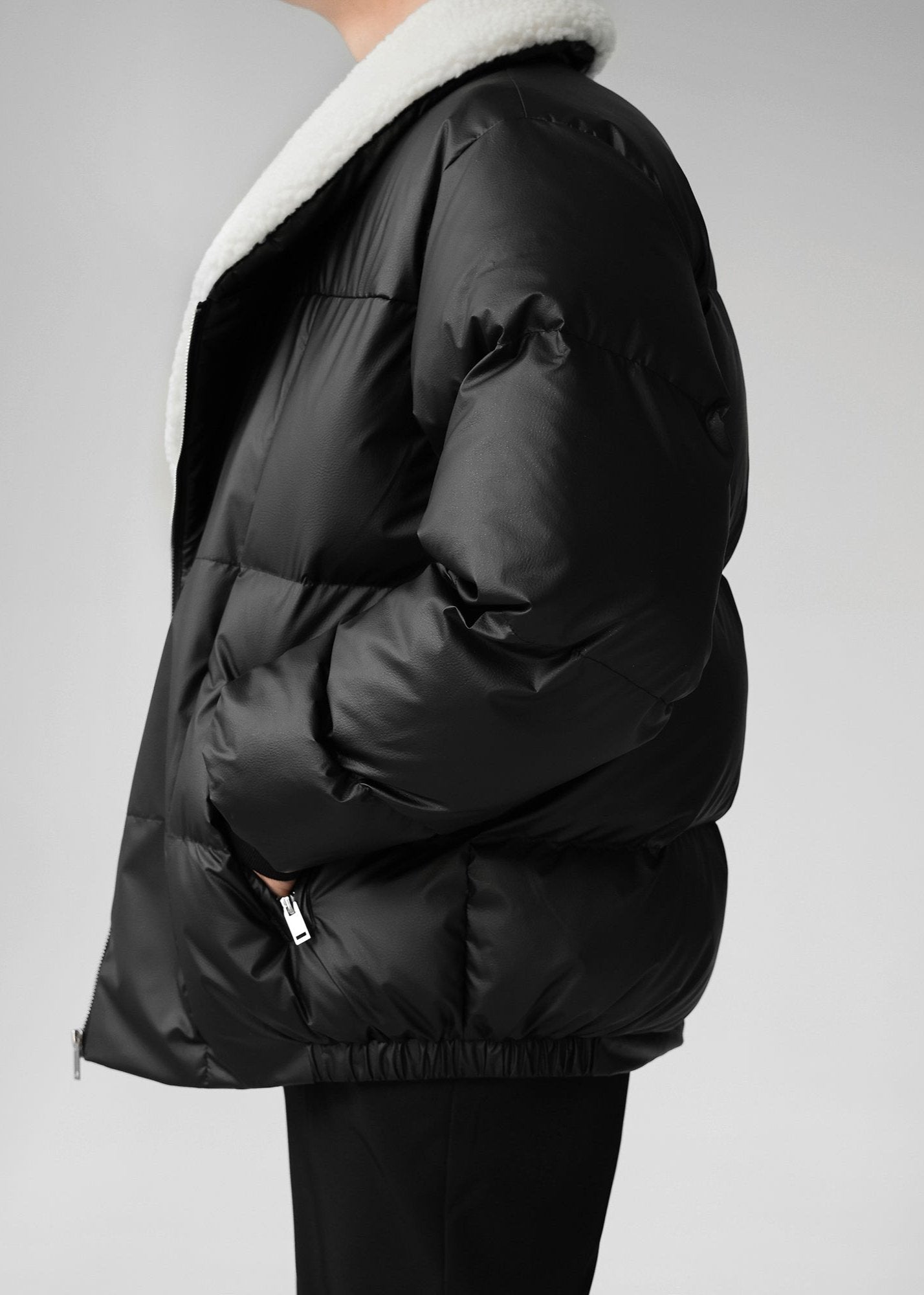 leather cotton thick down jacket gm15946