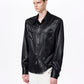 Herringbone Shoulder Studs Leather Jacket gm16412