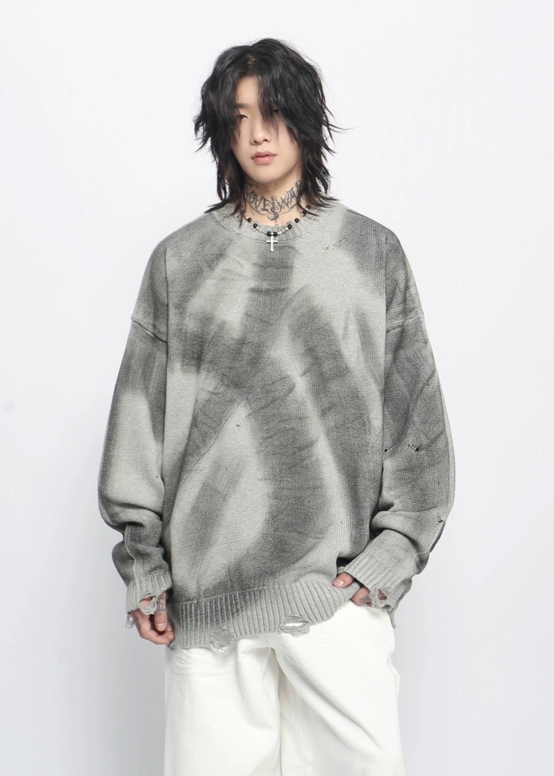 gray knit sweater gm16387