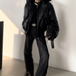 fur hooded leather jacket gm16329