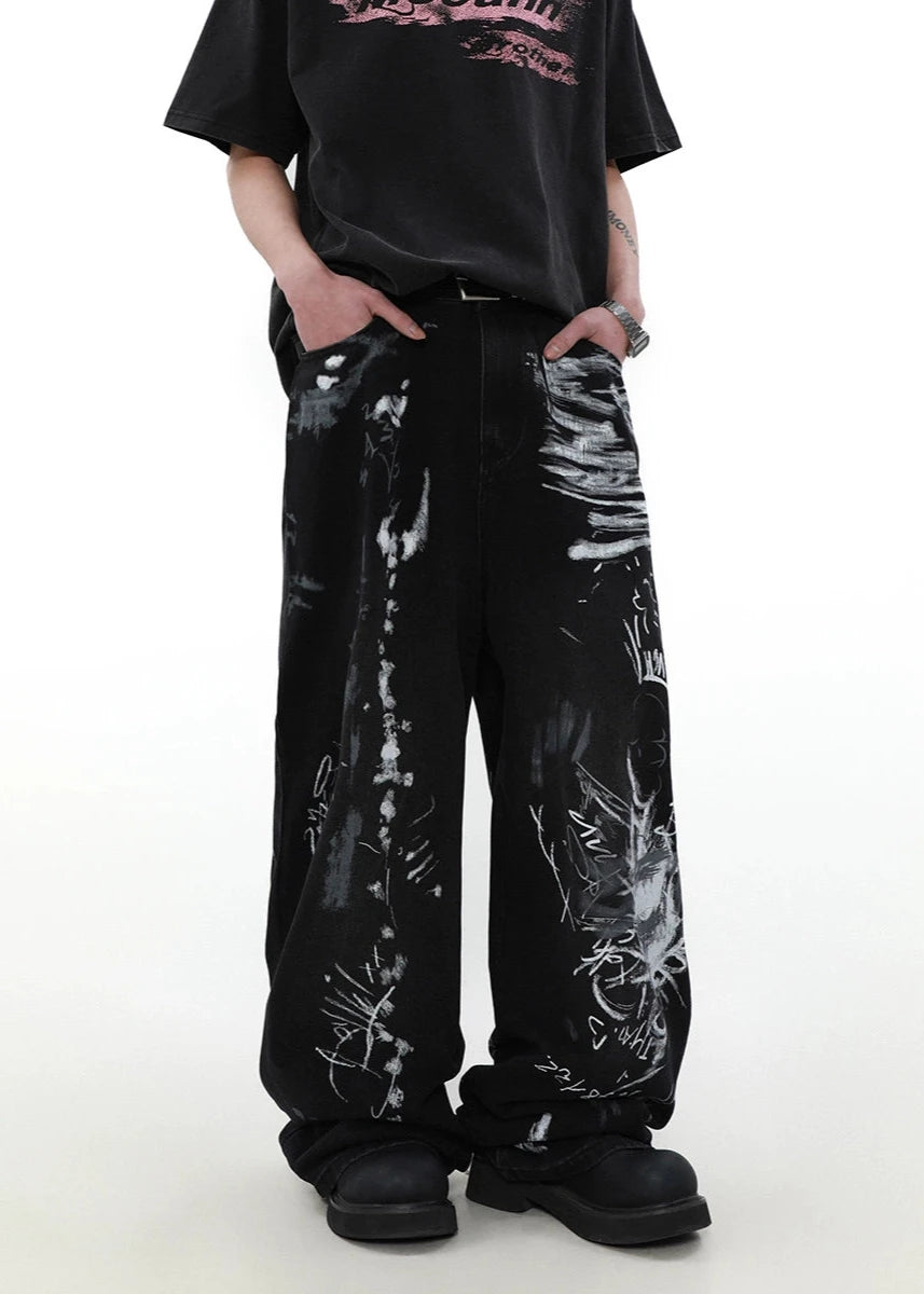 graffiti black denim gm16077