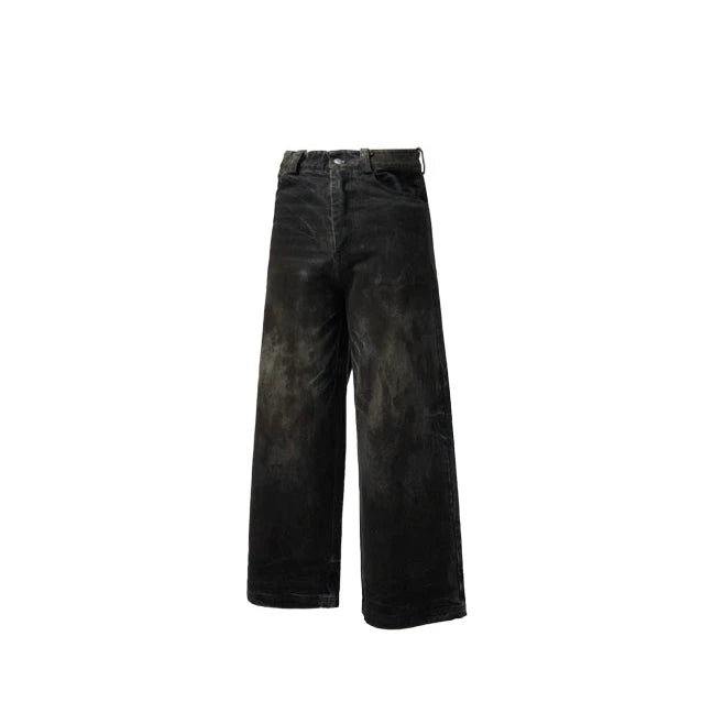 dark black wide denim pants gm16048