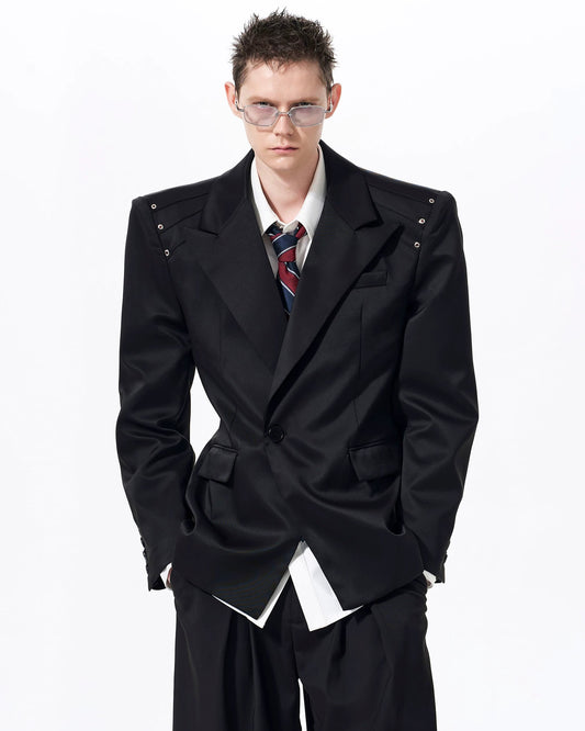 Eyelet Hardware Peaked Lapel Jacket gm16404