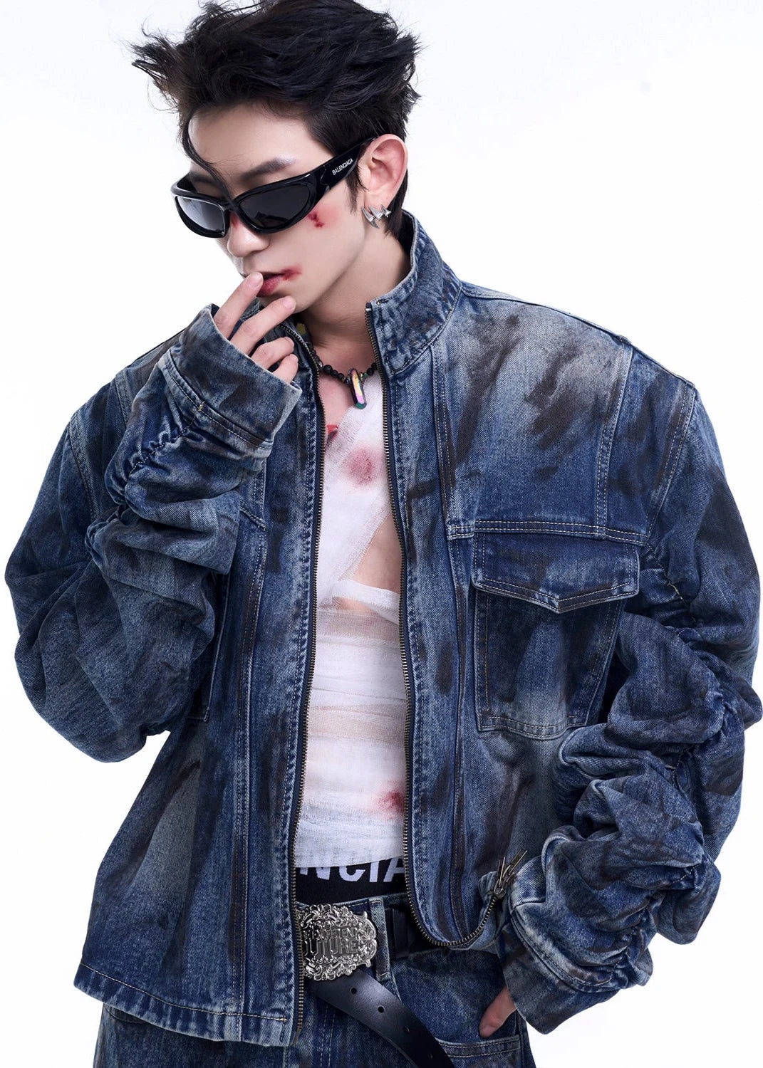 dirty old washed denim jacket gm16300