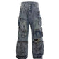 Distressed multi-pocket design denim gm15302