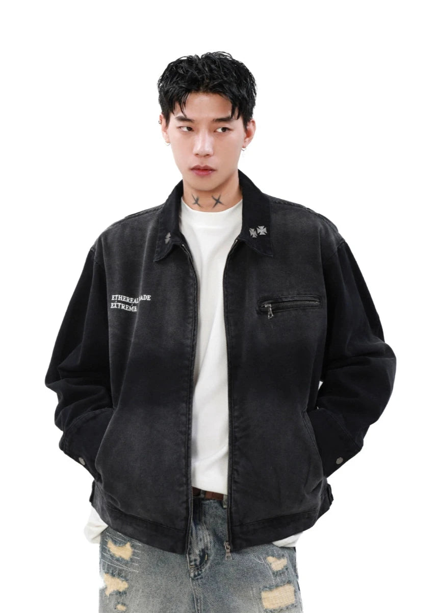 badge short denim jacket gm16025