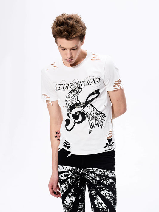 Winged EagleGraphic Distressed Tshirt gm16429