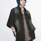 retro washed denim short-sleeved shirt gm15340