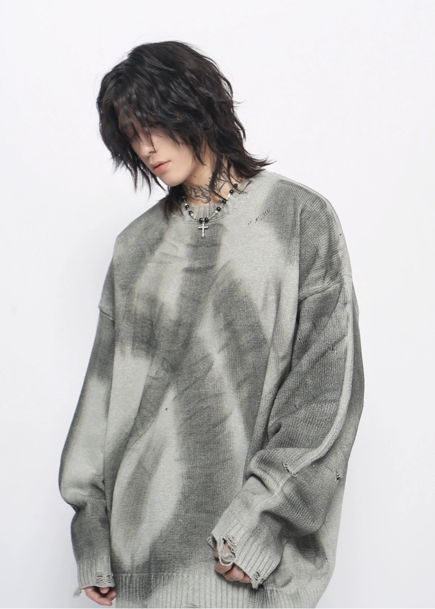 gray knit sweater gm16387