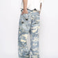 hole printed blue denim gm16230