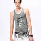 Grunge Face Print Contrast-Trim Tanktop gm16430