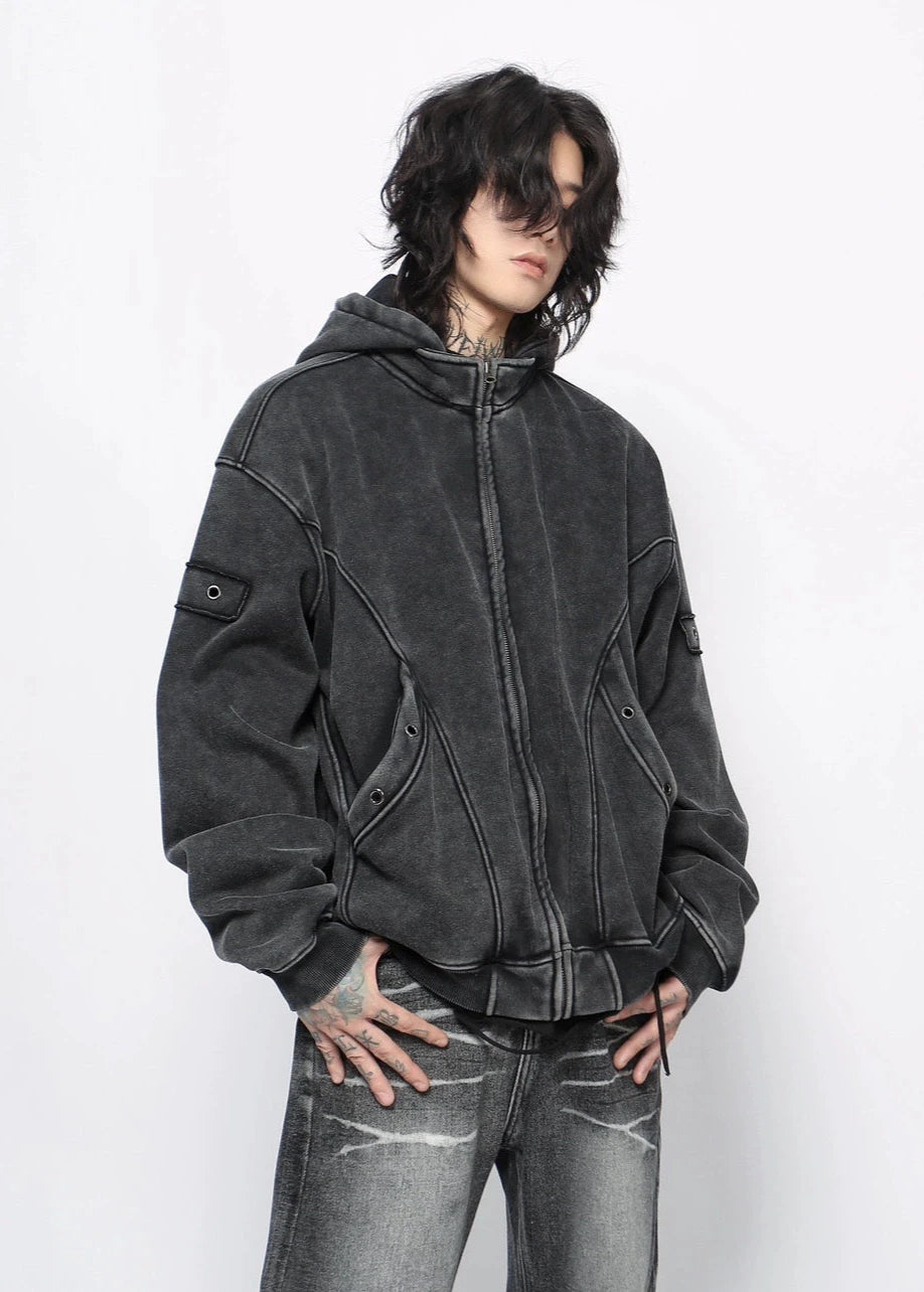 washed velvet hoodie gm16347